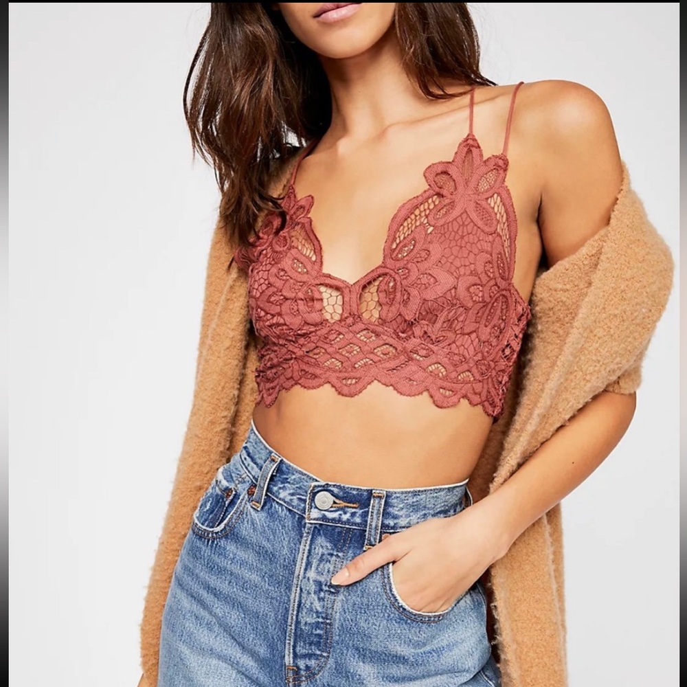 Free People Bralette sunset orange Lace Bralette in Rust